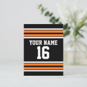 Zwart met Oranje White Stripes Team Jersey Briefkaart (Staand voorkant)