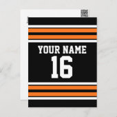 Zwart met Oranje White Stripes Team Jersey Briefkaart (Voorkant / Achterkant)