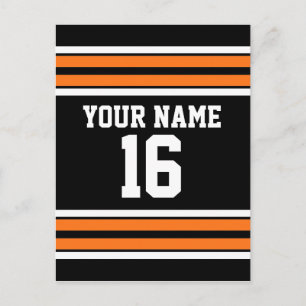 Zwart met Oranje White Stripes Team Jersey Briefkaart