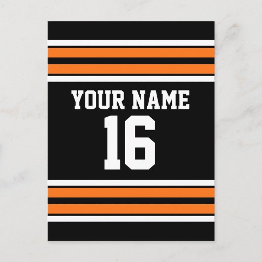 Zwart met Oranje White Stripes Team Jersey Briefkaart (Voorkant)
