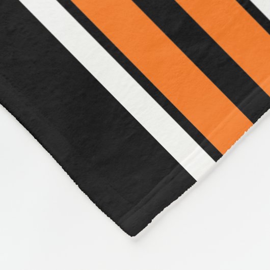 Zwart met Oranje White Stripes Team Jersey Fleece Deken (Hoek)
