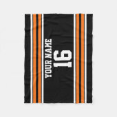Zwart met Oranje White Stripes Team Jersey Fleece Deken (Voorkant)