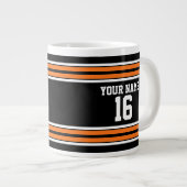 Zwart met Oranje White Stripes Team Jersey Grote Koffiekop (Voorkant rechts)