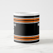Zwart met Oranje White Stripes Team Jersey Grote Koffiekop (Voorkant)