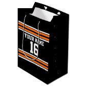 Zwart met Oranje White Stripes Team Jersey Medium Cadeauzakje (Voorkant Gekanteld)