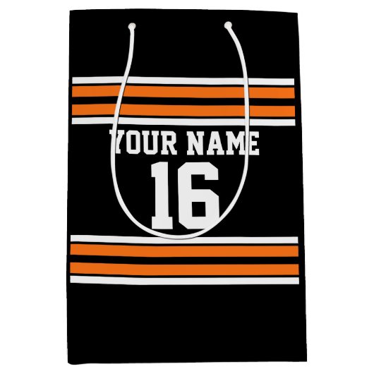 Zwart met Oranje White Stripes Team Jersey Medium Cadeauzakje (Voorkant)