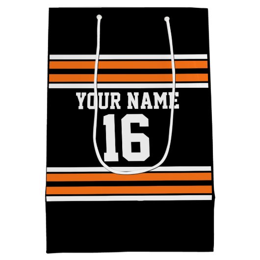 Zwart met Oranje White Stripes Team Jersey Medium Cadeauzakje (Achterkant)