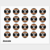 Zwart met Oranje White Stripes Team Jersey Ronde Sticker (Vel)