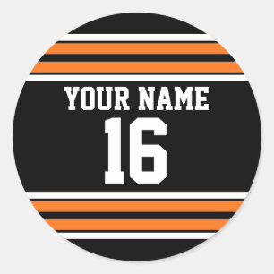 Zwart met Oranje White Stripes Team Jersey Ronde Sticker