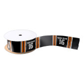 Zwart met Oranje White Stripes Team Jersey Satijnen Lint (Spoel)