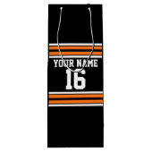 Zwart met Oranje White Stripes Team Jersey Wijn Cadeautas (Achterkant)