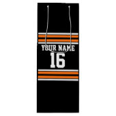 Zwart met Oranje White Stripes Team Jersey Wijn Cadeautas (Voorkant)