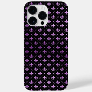 ZWART MET PAARSE FLEUR DI LIS PATTERN Case-Mate iPhone 14 PRO MAX HOESJE