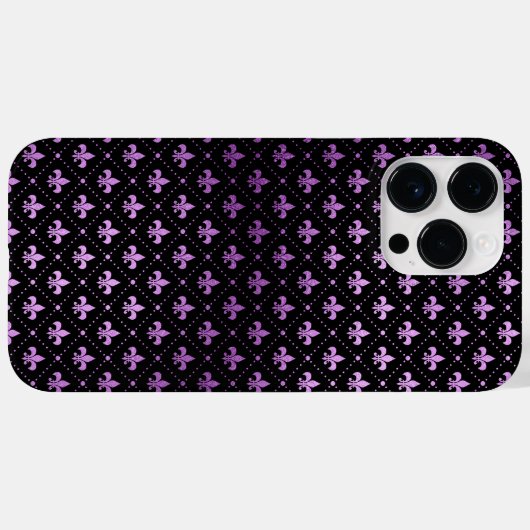 ZWART MET PAARSE FLEUR DI LIS PATTERN Case-Mate iPhone CASE (Achterkant (horizontaal))