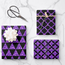 ZWART MET PAARSE GLITTER KIJK HALLOEEN INPAKPAPIER VEL
