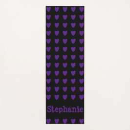 Zwart met Paarse harten Yogamat