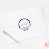 Zwart met paarse lint en monogram trouwsticker ronde sticker (Envelop)