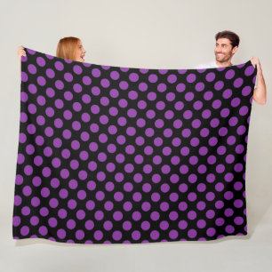 ZWART MET PAARSE POLKA STIPPEN FLEECE DEKEN