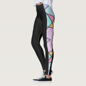 Zwart met pasteelkleuren Geometrisch modern Abstra Leggings (Links)