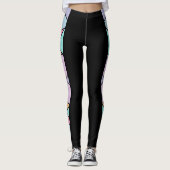 Zwart met pasteelkleuren Geometrisch modern Abstra Leggings (Voorkant)