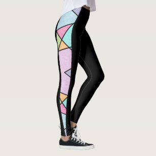 Zwart met pasteelkleuren Geometrisch modern Abstra Leggings