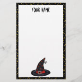 Zwart met Pet sterren Spin Oranje Stip Briefpapier (Voorkant)