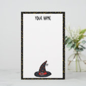 Zwart met Pet sterren Spin Oranje Stip Briefpapier (Staand voorkant)