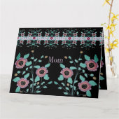 Zwart met Pinks en Turquoise Kaart (Gele Bloem)