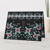 Zwart met Pinks en Turquoise Kaart (Achterkant)