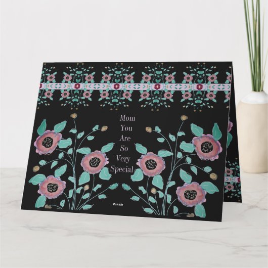 Zwart met Pinks en Turquoise Kaart (Achterkant)