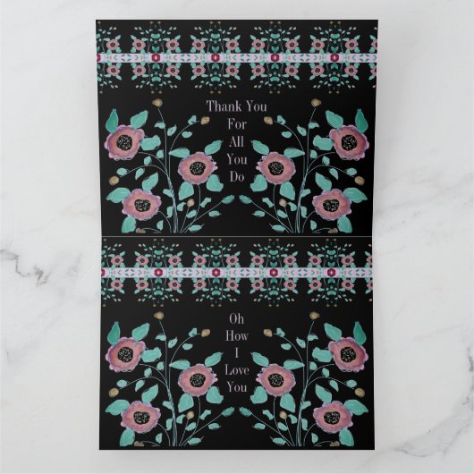 Zwart met Pinks en Turquoise Kaart (Binnen)