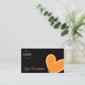 Zwart met prachtig Oranje hart en Logo Visitekaartje (Staand voorkant)