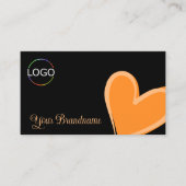 Zwart met prachtig Oranje hart en Logo Visitekaartje (Voorkant)