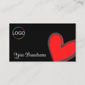 Zwart met prachtig rood hart en moderne Logo Visitekaartje (Voorkant)