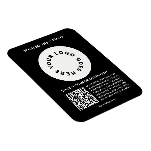 Zwart met QR-code voeg je eigen tekst en logo toe Magneet (Rechterzijde)