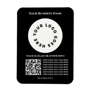 Zwart met QR-code voeg je eigen tekst en logo toe Magneet