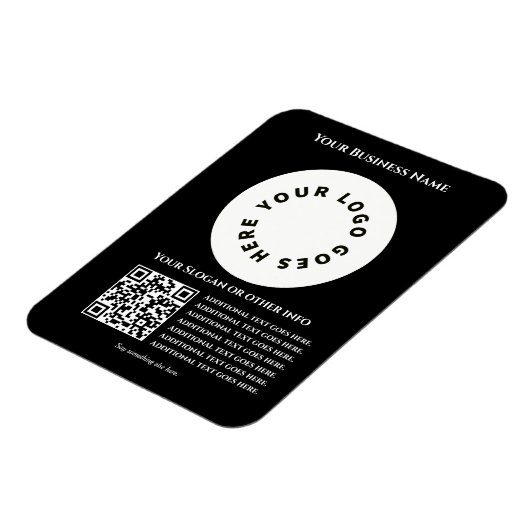 Zwart met QR-code voeg je eigen tekst en logo toe Magneet (Linkerzijde)