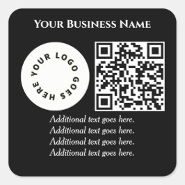 Zwart met QR-code voeg je eigen tekst en logo toe Vierkante Sticker