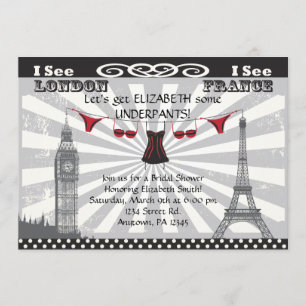 Zwart met Red Bridal Shower-uitnodigingen Kaart