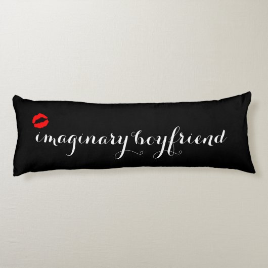 Zwart met Red Kiss Lips Imaginaire Boyvriend Lichaamskussen (Achterkant)