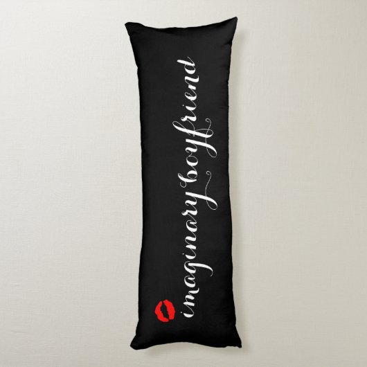 Zwart met Red Kiss Lips Imaginaire Boyvriend Lichaamskussen (Achterkant (Verticaal))