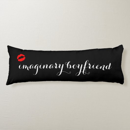 Zwart met Red Kiss Lips Imaginaire Boyvriend Lichaamskussen (Voorkant)