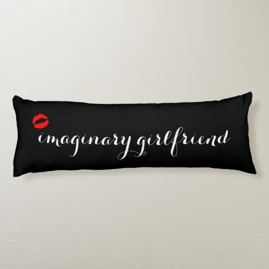 Zwart met Red Kiss Lips Imaginaire Vriendin Lichaamskussen (Achterkant)