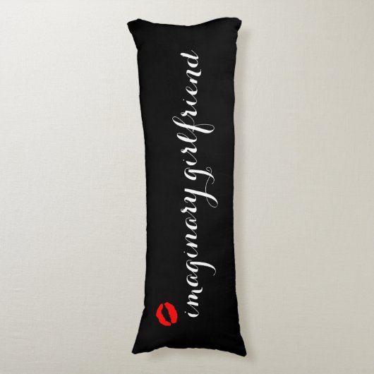 Zwart met Red Kiss Lips Imaginaire Vriendin Lichaamskussen (Voorkant Verticaal)