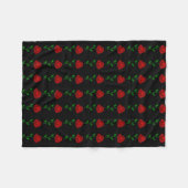 Zwart met Red Roses Fleece Blanket Deken (Voorkant (Horizontaal))