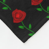 Zwart met Red Roses Fleece Blanket Deken (Hoek)