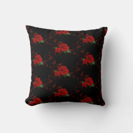 Zwart met Red Roses Home Decor Sierkussen
