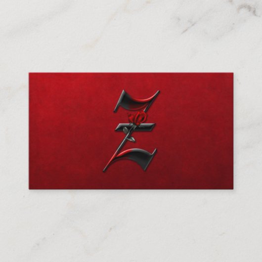 Zwart met Red Roses Initiaal Z Gothic Visitekaartj Visitekaartje (Voorkant)