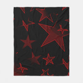 Zwart met Red Stars Fleece Blanket (Voorkant)