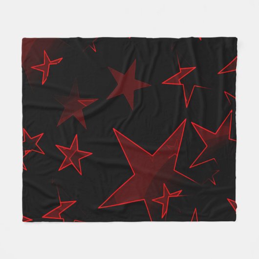 Zwart met Red Stars Fleece Blanket (Voorkant (Horizontaal))